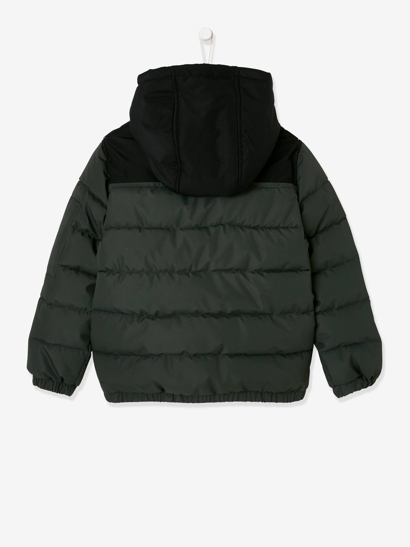 Vertbaudet Jungen Steppjacke mit Kapuze, Recycling-Polyester - khaki