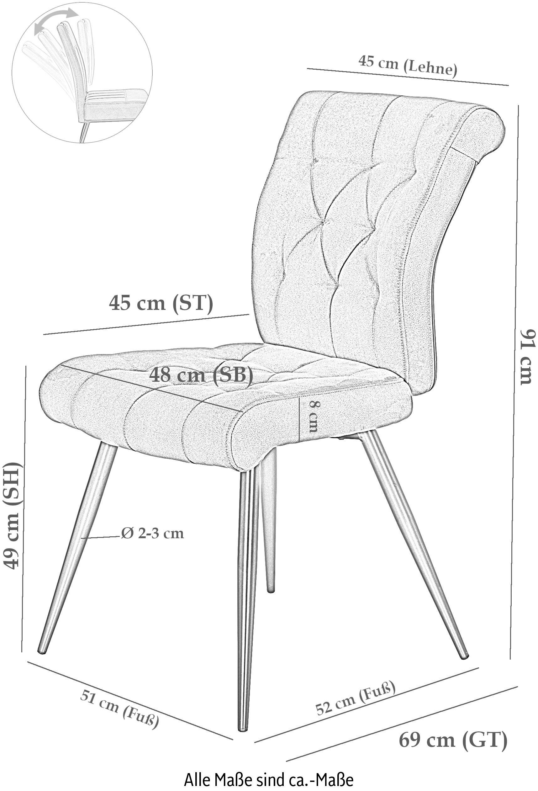 HELA 4-Fußstuhl YARA (Set, 2 St), Komfortrücken beweglich