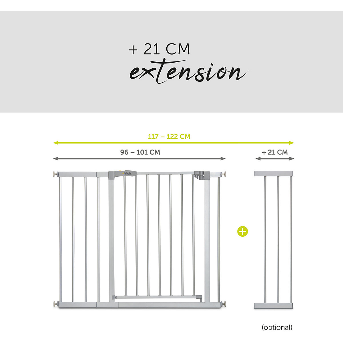 Tür-und Treppenschutzgitter Stop N Safe 2, 96 - 101cm, inkl. 21cm Verlängerung, silber