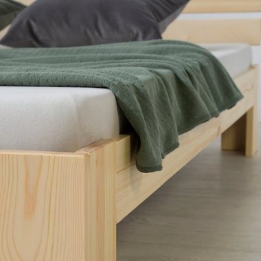 Homestyle4u Holzbett Doppelbett 120x200 Matratze Lattenrost Bettgestell