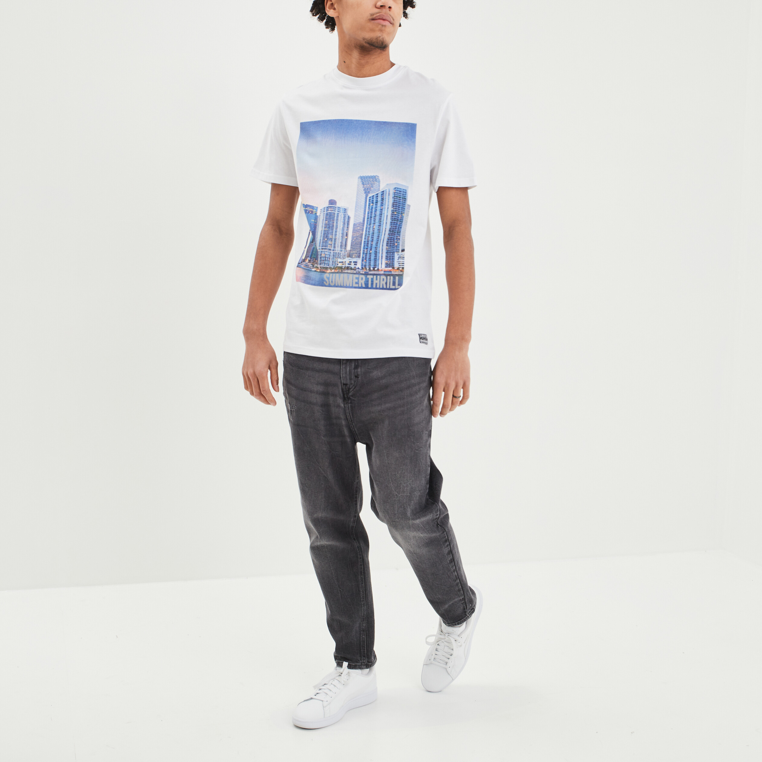 T-shirt manches courtes Liberto blanc homme | La Halle