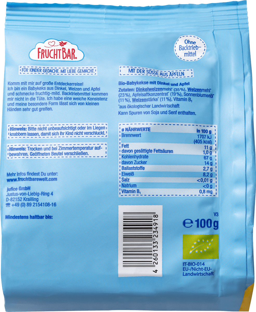 Babykekse Dinkel-Apfel, ab dem 8. Monat, 100 g