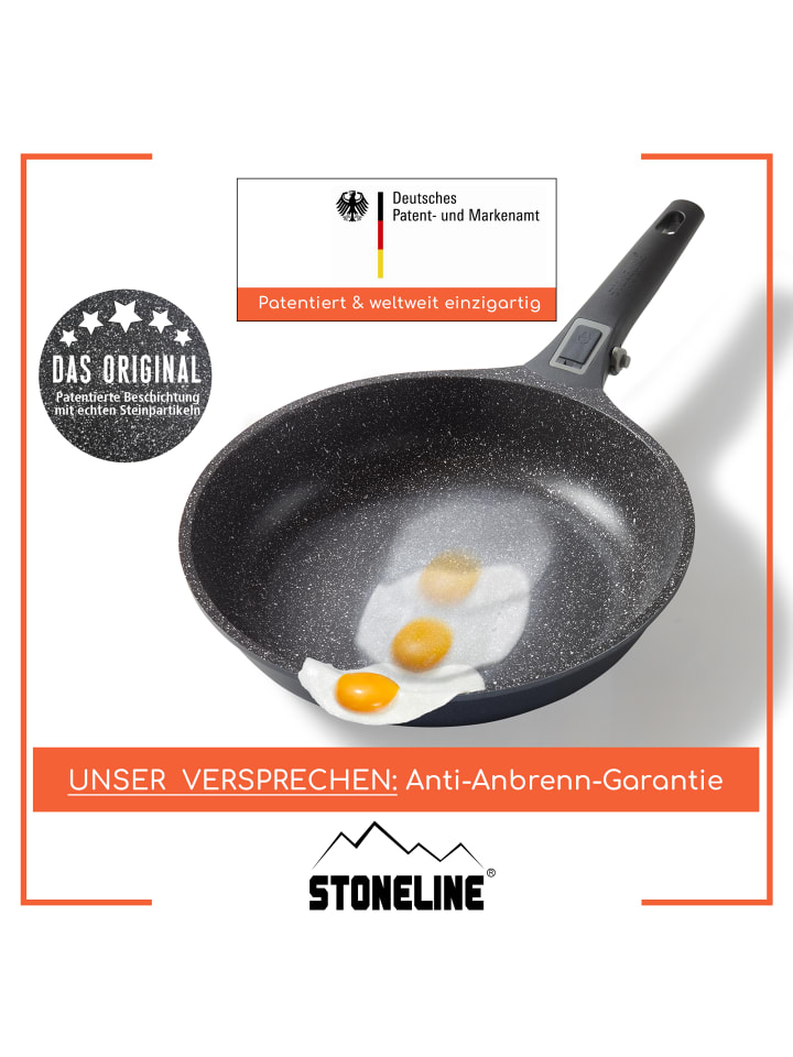 Stoneline Schmorpfanne 28 cm mit abnehmbarem Griff | mit Deckel in Anthrazit günstig kaufen Ø 28 cm