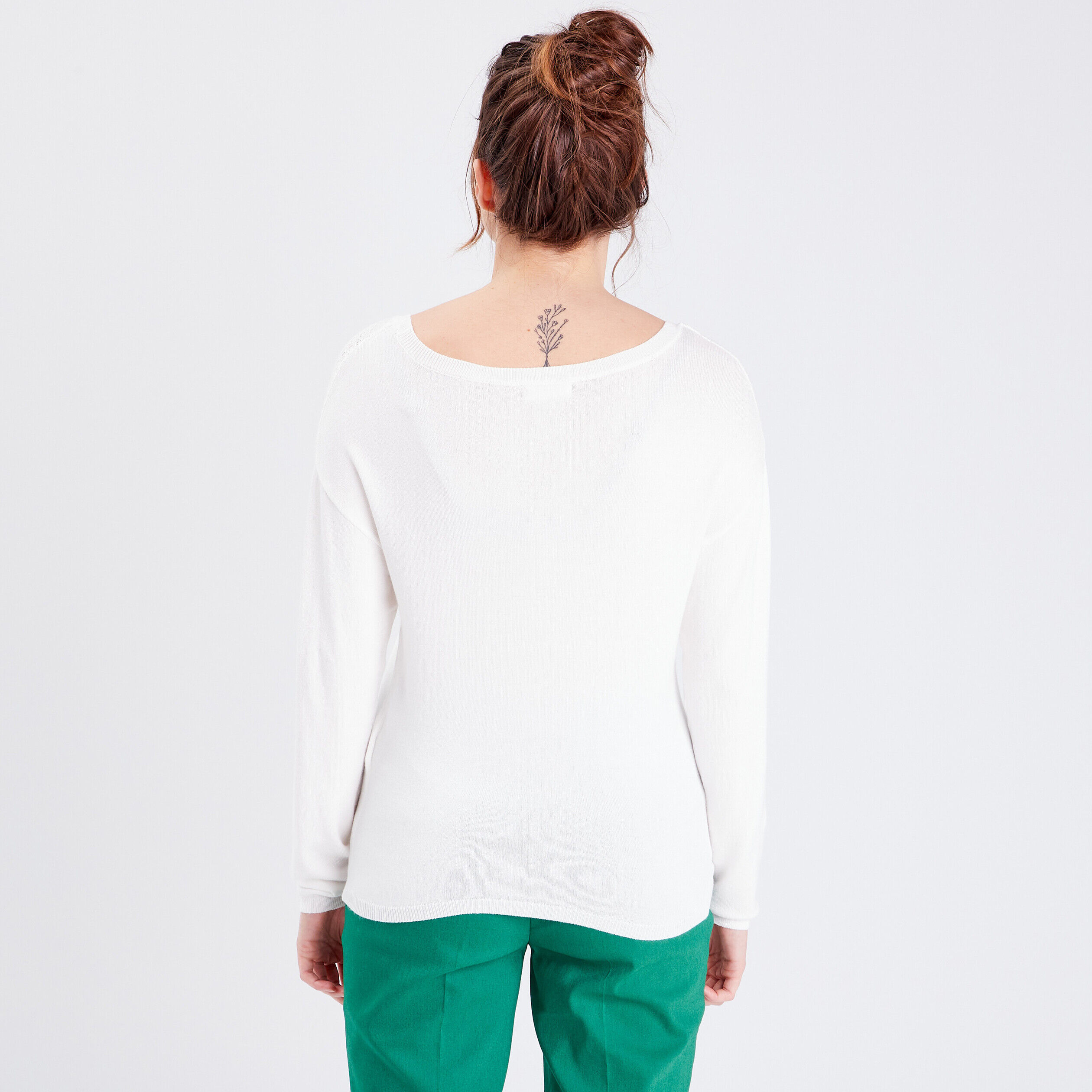 Pull ajouré avec col rond ecru femme | Cache Cache