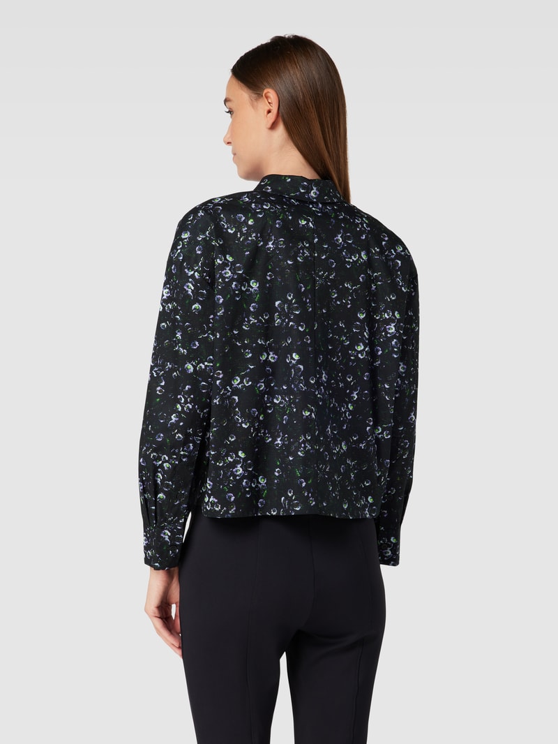 Bluse mit floralem Allover-Muster in schwarz