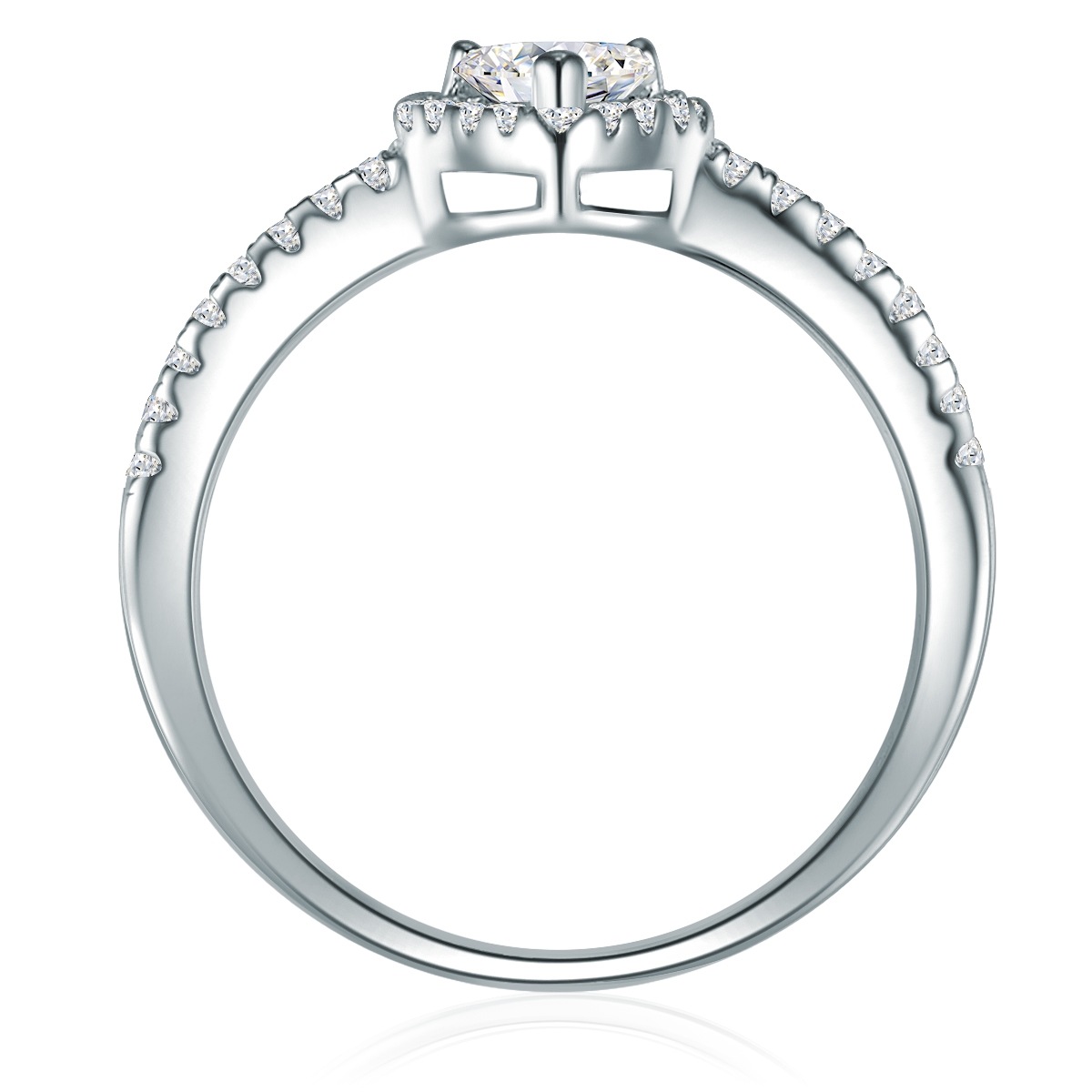 Ring Herz Sterling Silber Zirkonia in Silber