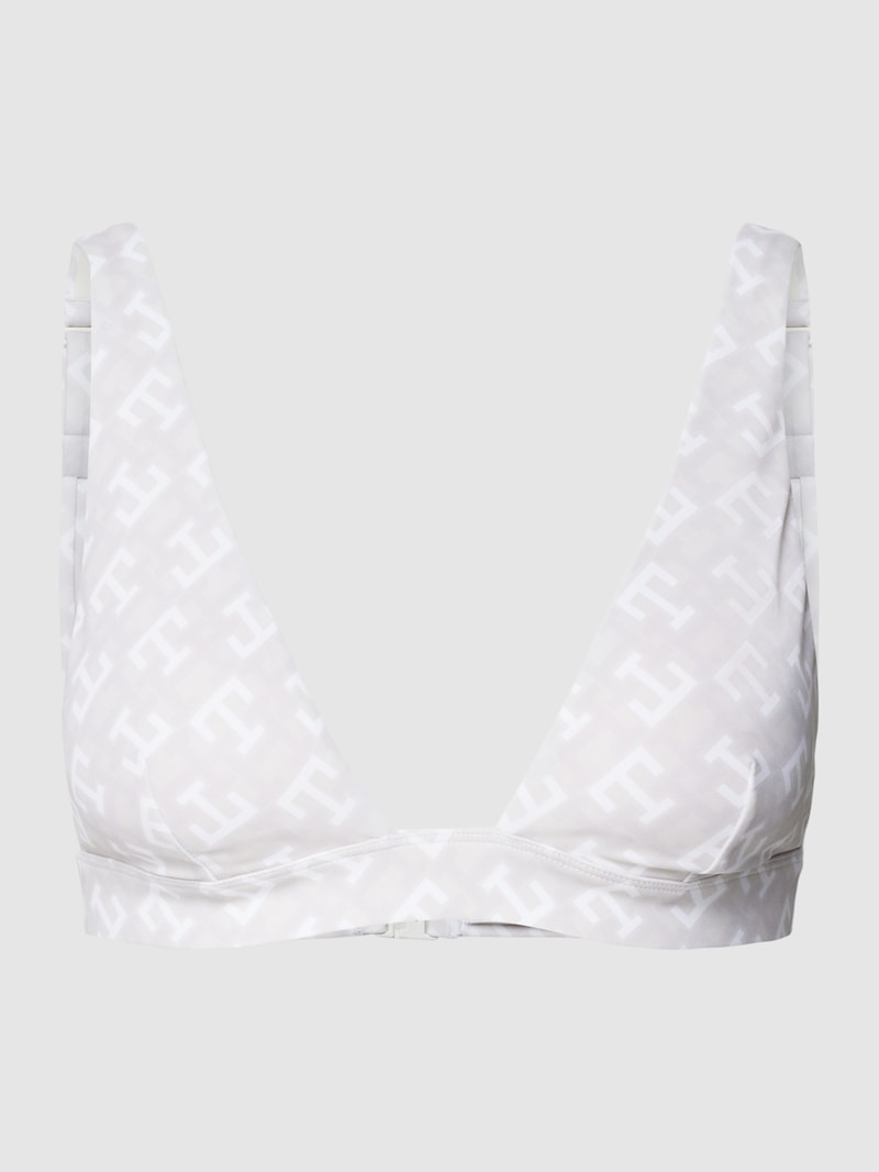 Bikini-Oberteil mit Logo-Muster in offwhite meliert