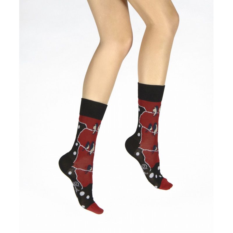 Berthe aux grands pieds  Chaussettes Les Pies - Rouge Noir