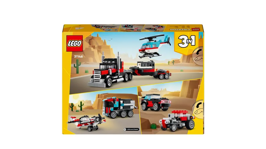 LEGO Creator 3in1 31146 Tieflader mit Hubschrauber