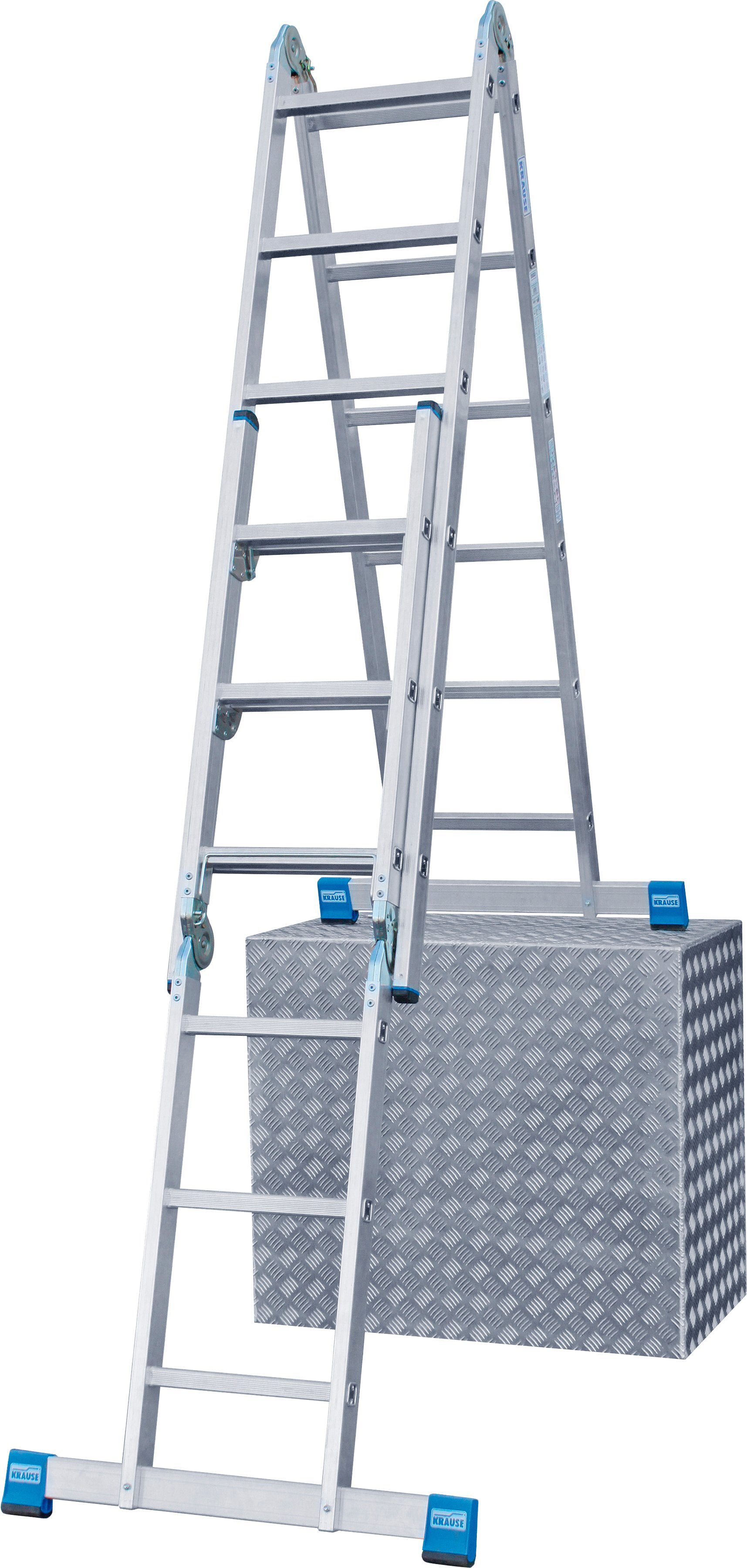 KRAUSE Gelenkleiter Stabilo, Combileiter mit 2x3 und 2x6 Sprossen