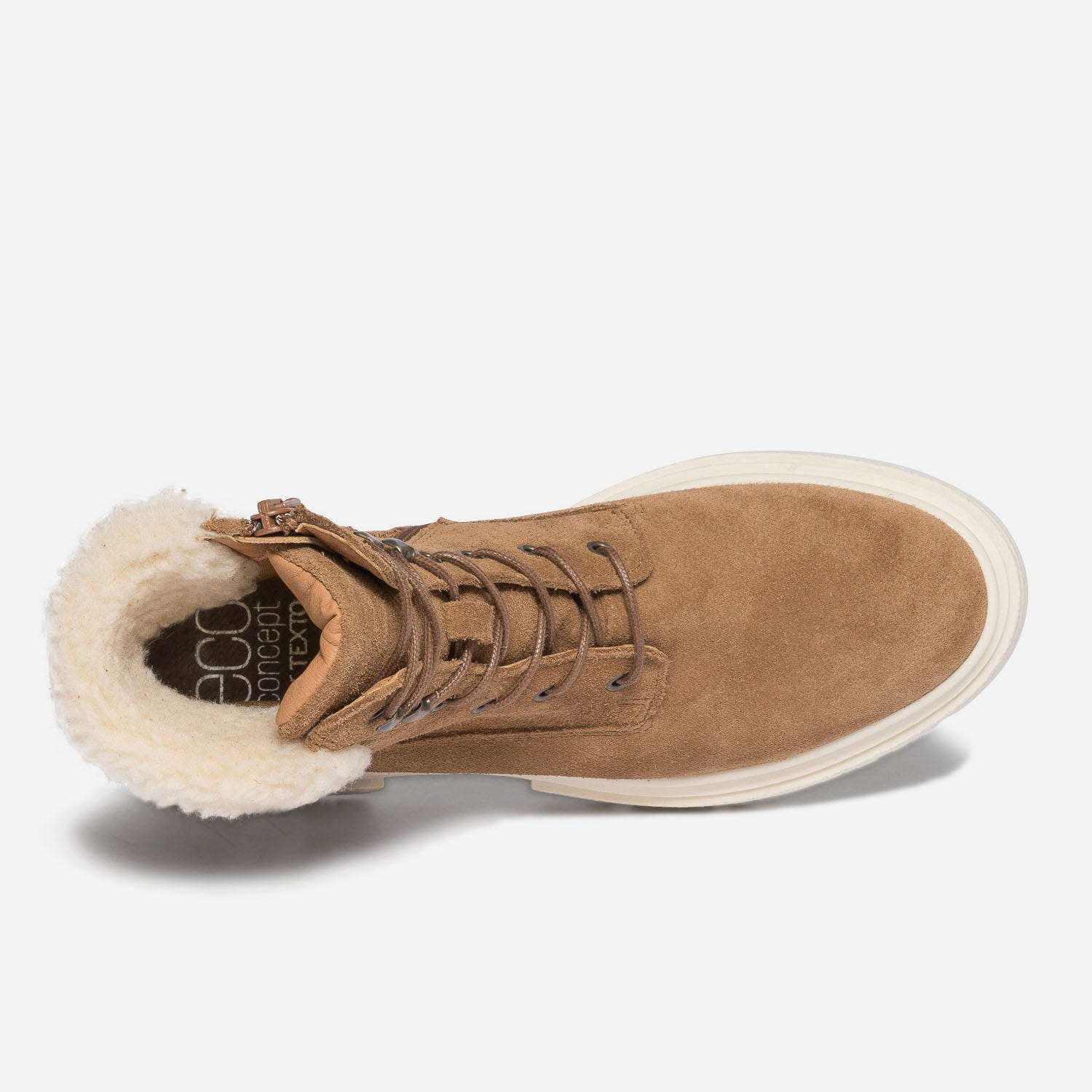 Bottine TEXTO camel éco-conçue en cuir velours