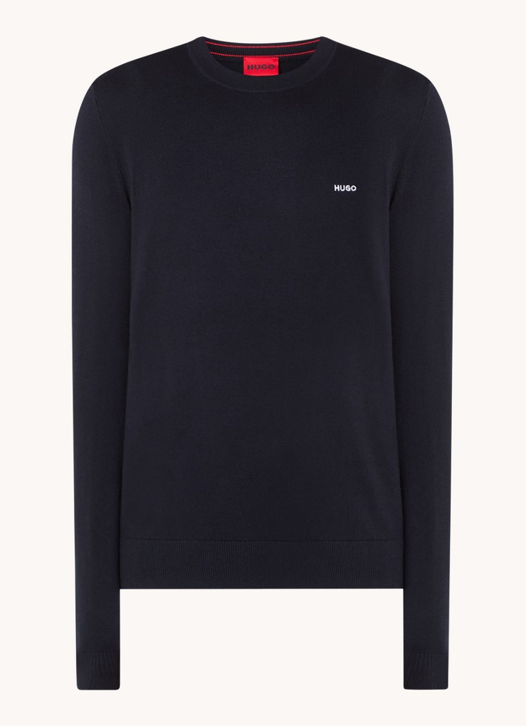 HUGO BOSS San Cudo fine knit pullover with logo embroidery