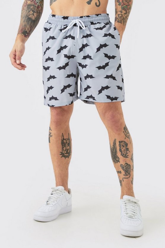 Mittellange Badehose mit Batman-Print