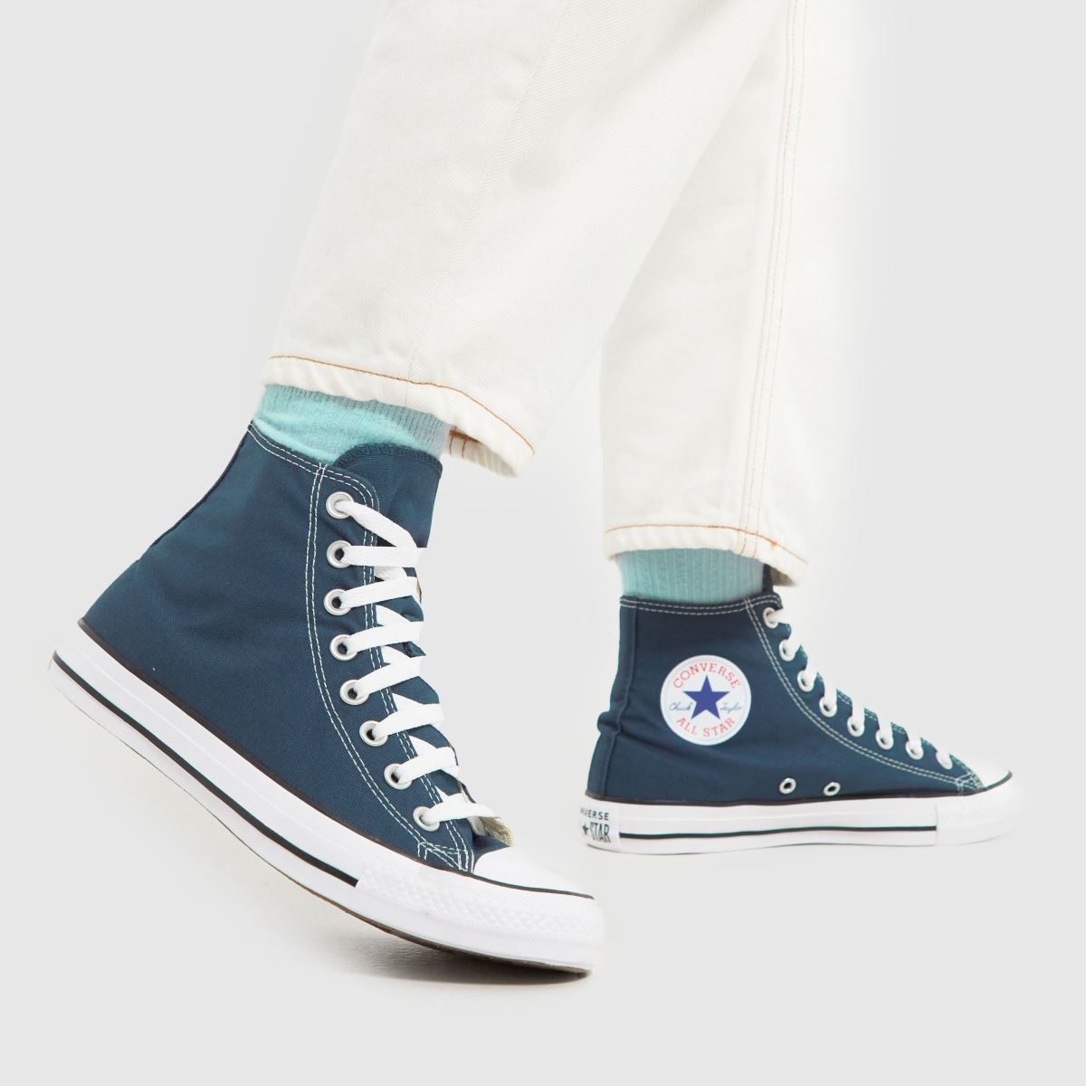 Converse – All Star – Marinblå höga sneakers