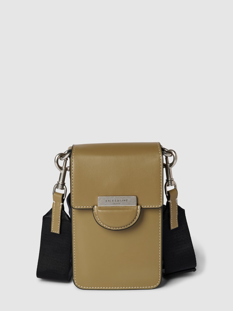 Handytasche mit Label-Details Modell 'Mobile' in taupe
