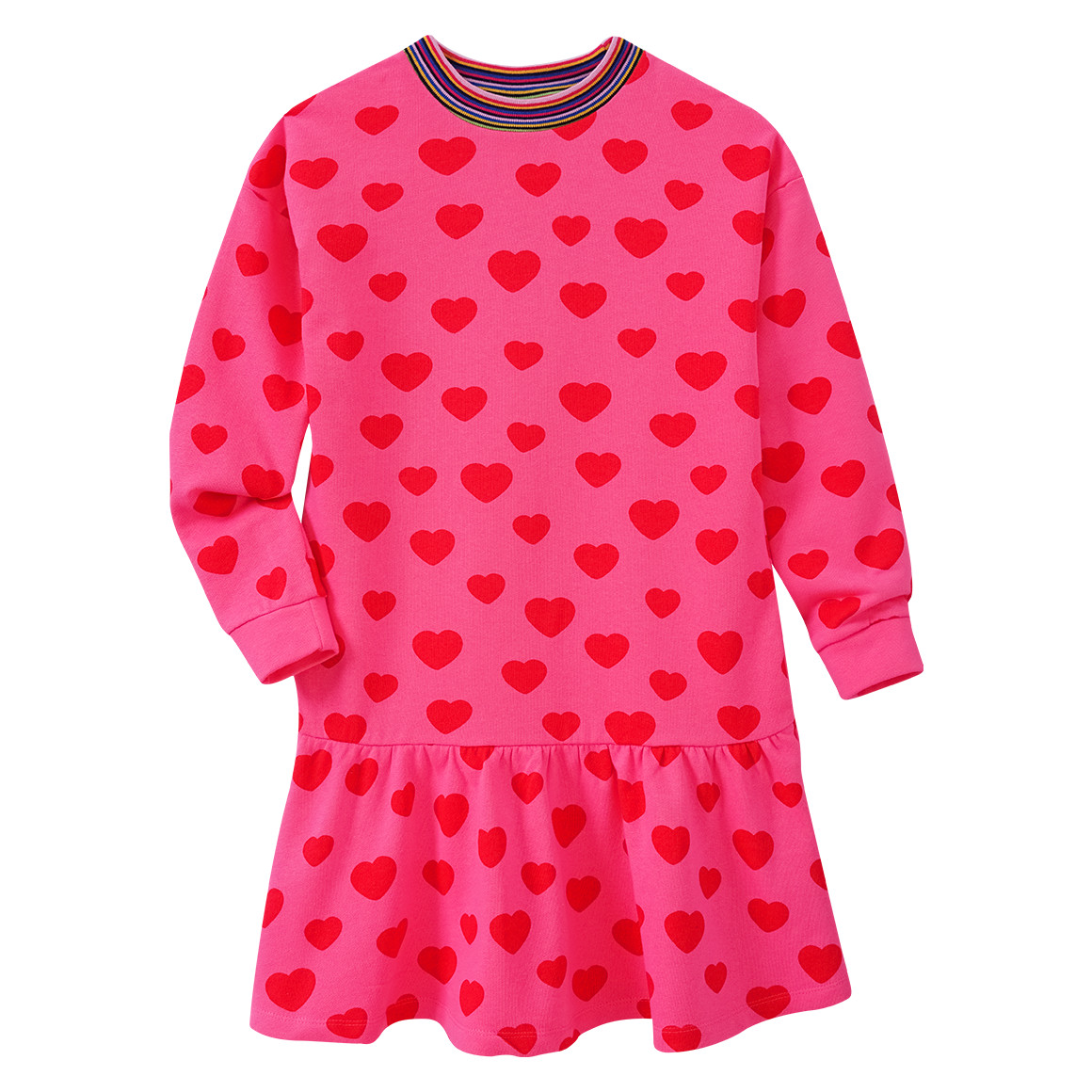 Mädchen Sweatkleid mit Herz-Print