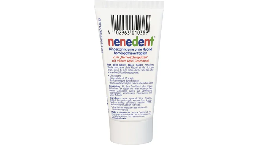 Nenedent Kindzahncreme ohne Fluorid 50 ml