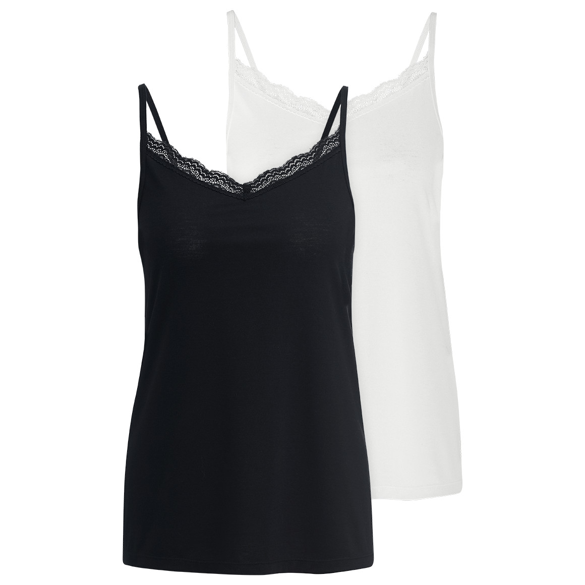2 Damen Unterhemden mit Spitze