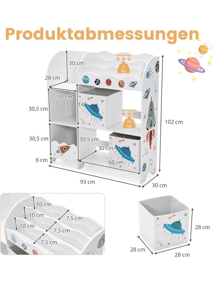 COSTWAY Spielzeug-Organizer 93x30x102cm in Weiß günstig kaufen onesize