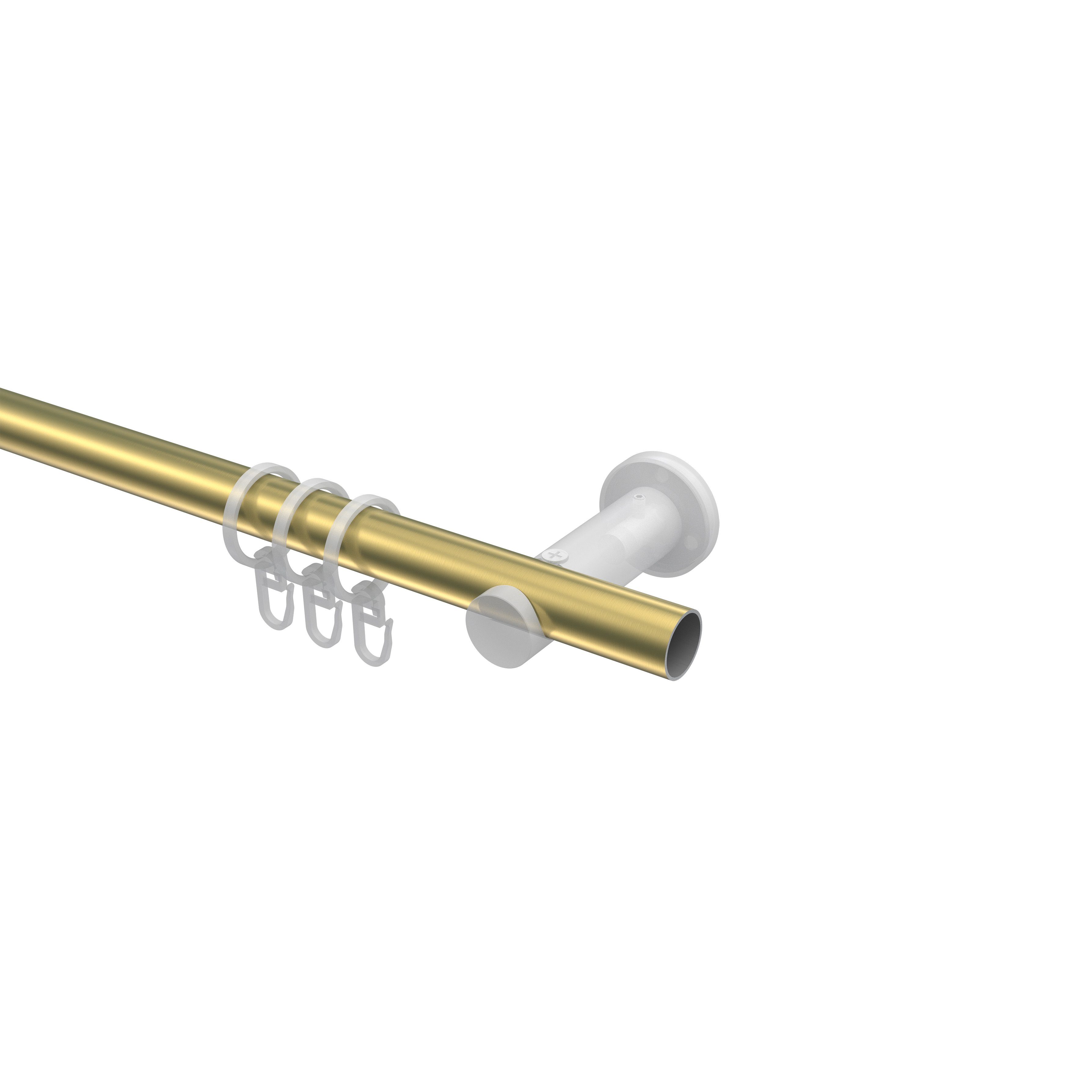 Gardinenstange Platon Tanara, INTERDECO, Ø 20 mm, 1-läufig, Wandmontage, Deckenmontage, Messing-Optik
