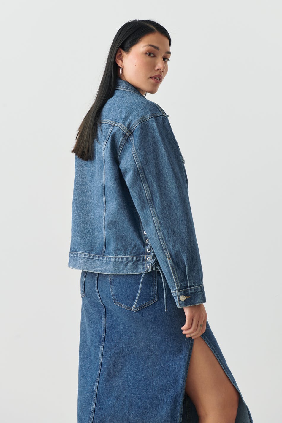 Denim lacing jacket