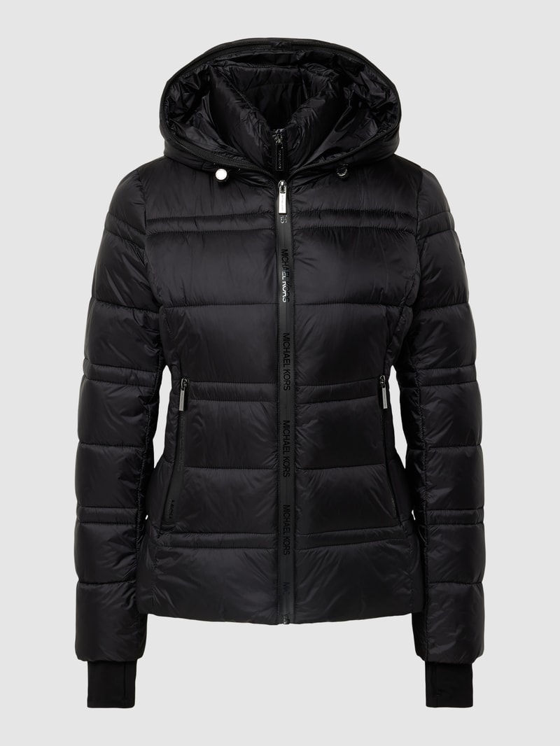 Steppjacke mit Label-Details in schwarz