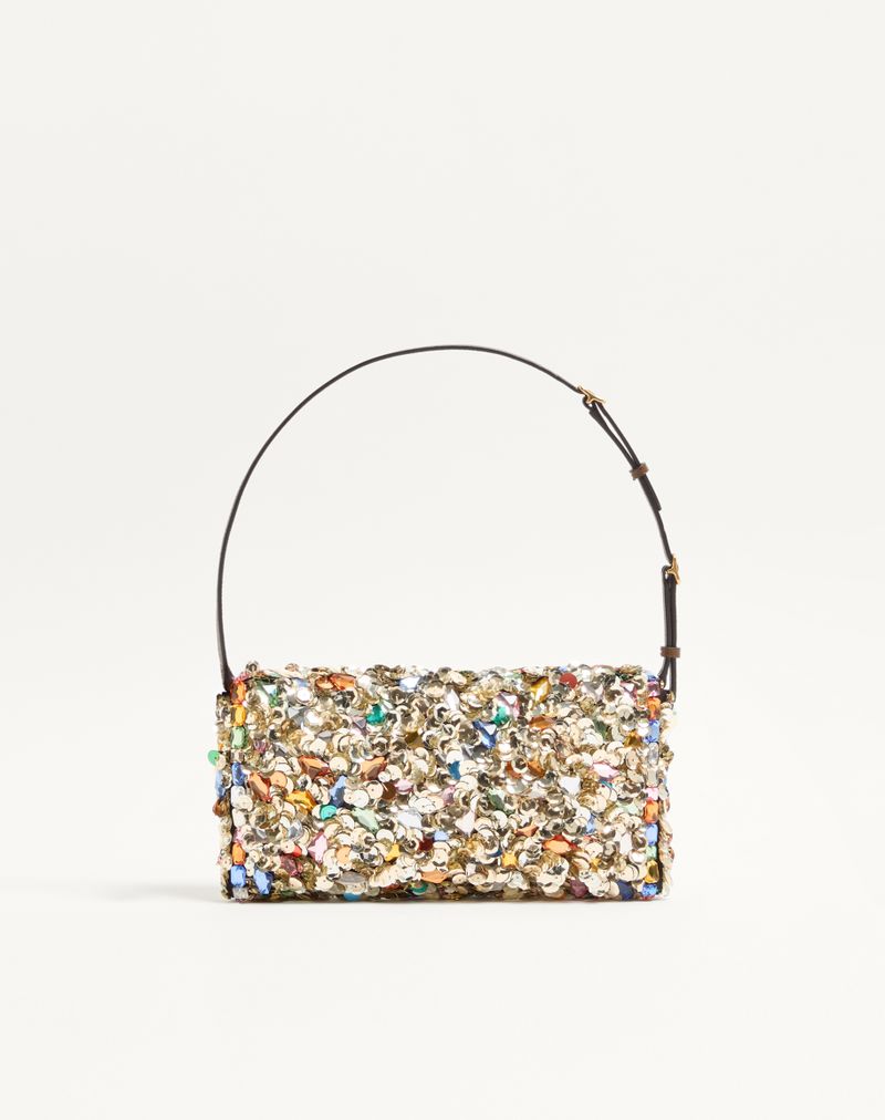 Bolsa de ombro pequena bordada Valentino Garavani Devain