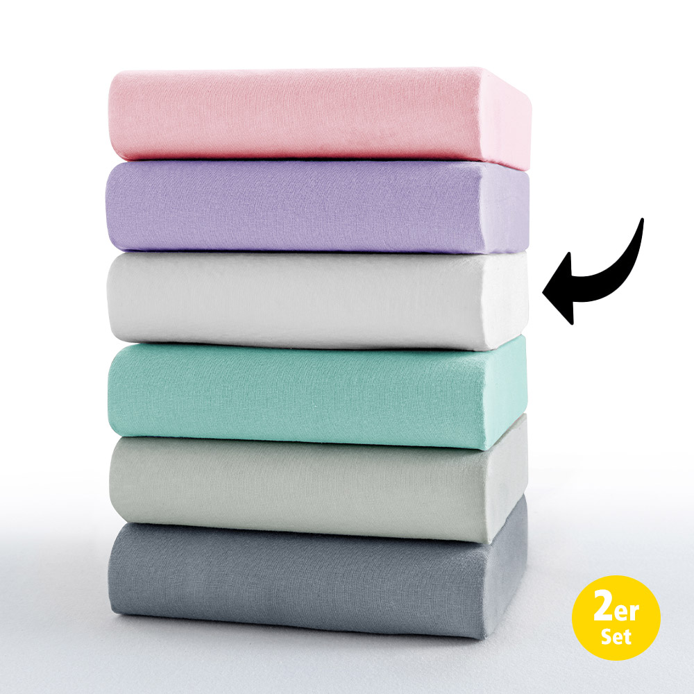 Dreamtex Mikrofaser Interlock Spannbetttuch - ca. 140 - 160 x 200 cm, Offwhite, 2er-Set