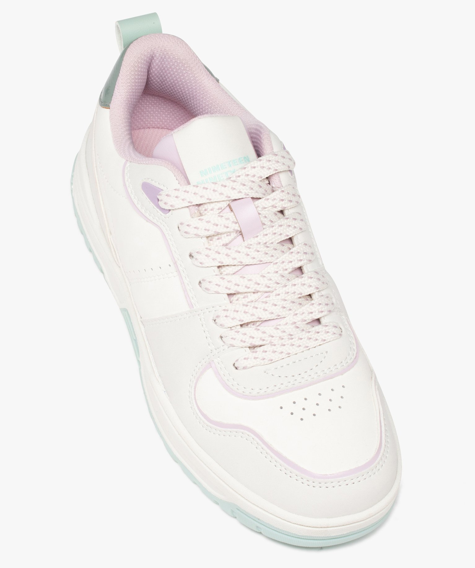 Baskets femme colorées à lacets style retro 90 blanc | GEMO