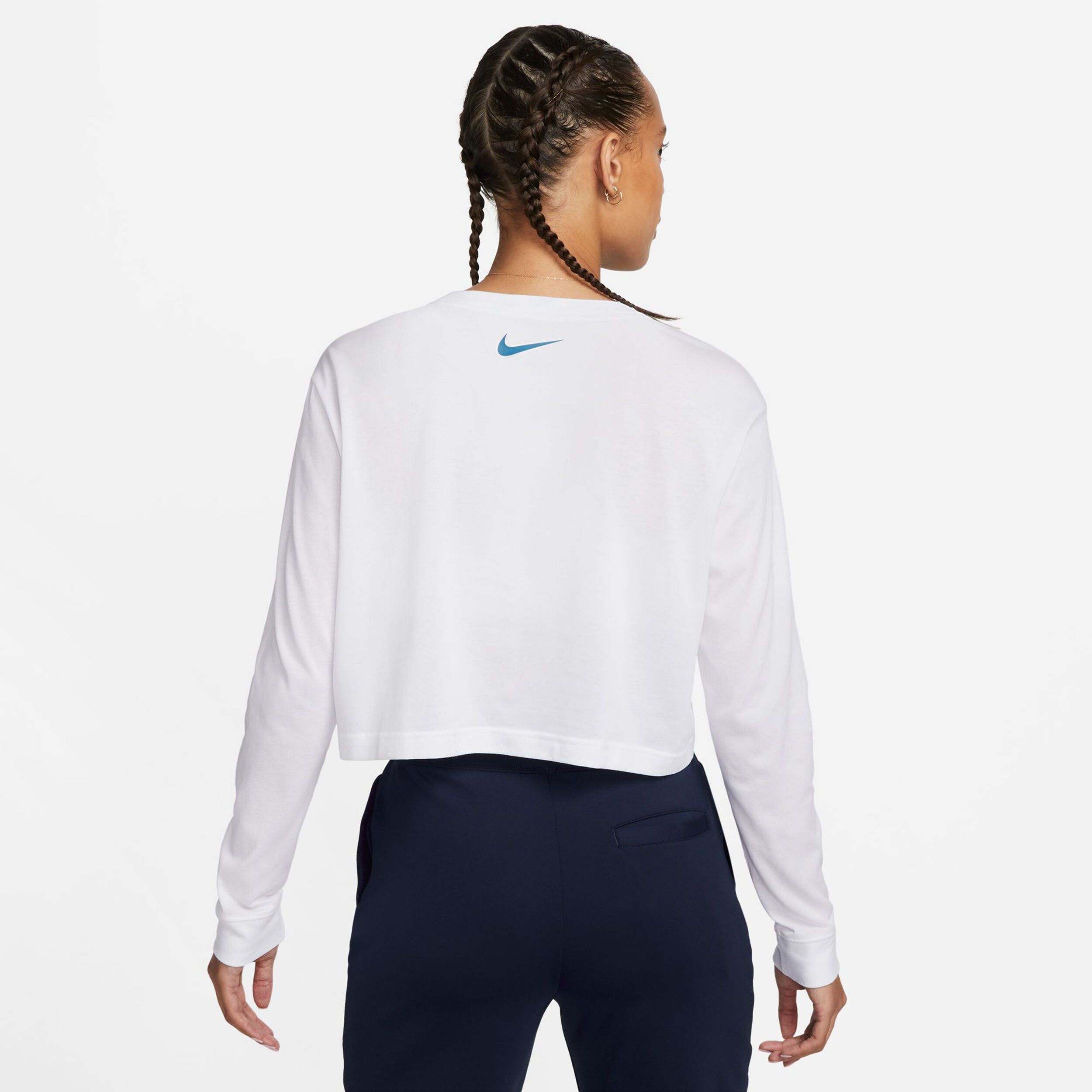 Dri-Fit Court Slam Cropped Longsleeve Damen - Weiß, Mehrfarbig