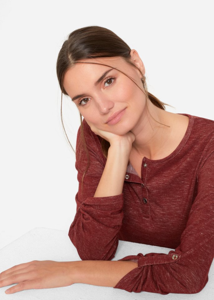 Langarmshirt mit Knopfleiste