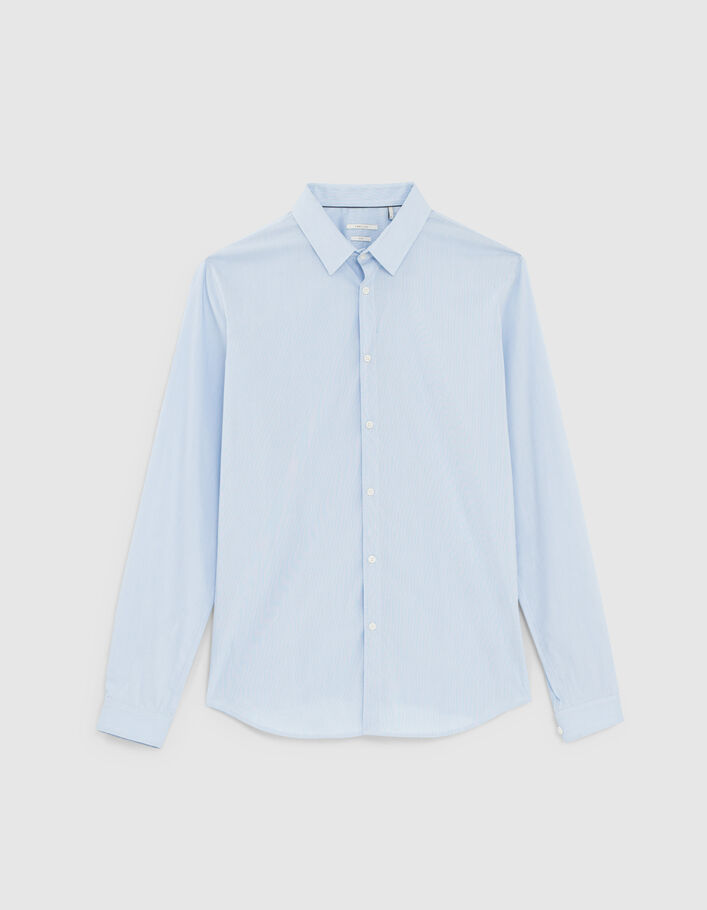 Chemise SLIM bleu ciel à fines rayures Homme