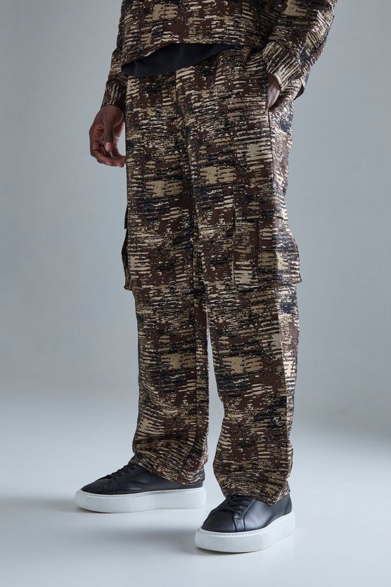 Strukturierte lockere Camouflage Cargo-Hose