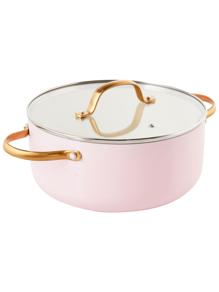 Beliani 7-tlg Kochgeschirr ELITE PRO in Rosa/Gold/Weiß günstig kaufen onesize