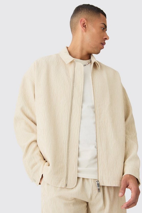 Smarte strukturierte Satin Harrington-Jacke