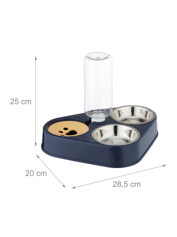 relaxdays Doppelnapf mit Wasserspender in Blau günstig kaufen onesize