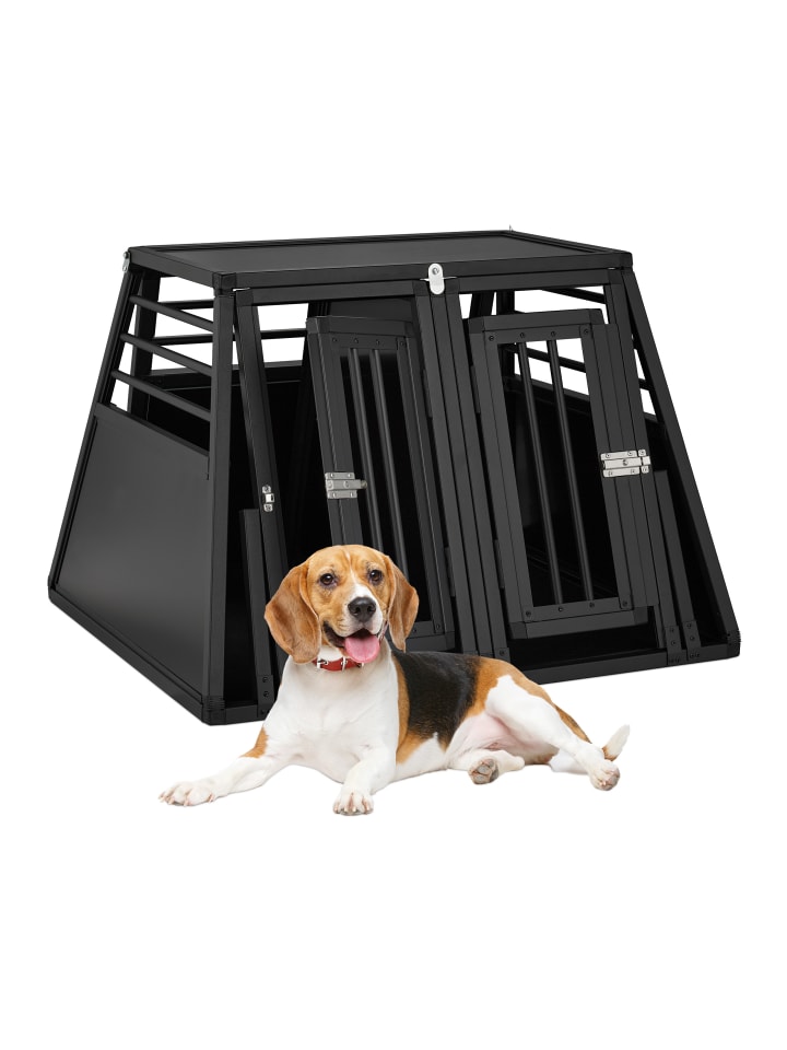 relaxdays Auto-Hundebox in Schwarz - (B)90 x (H)64 x (T)82 cm günstig kaufen onesize