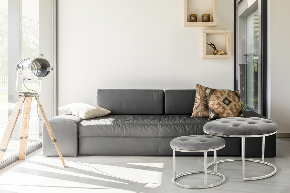 Kayoom Hocker Becky 825 2er-Set Grau / Silber