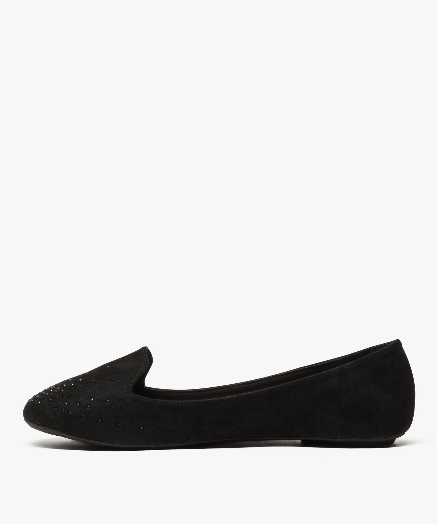 Ballerines femme style slippers unies avec strass noir | GEMO