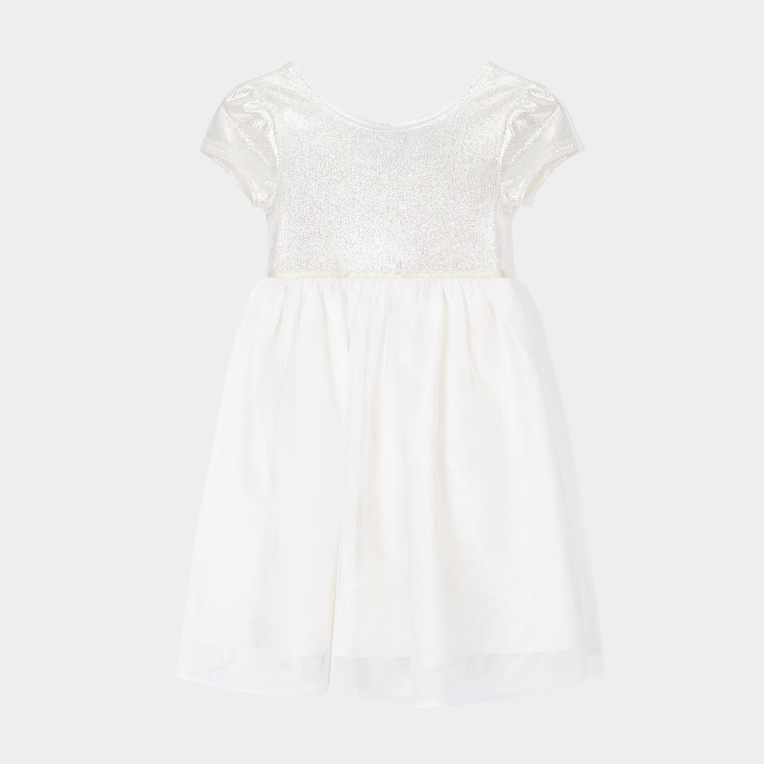 Robe patineuse courte à paillettes ecru fille | La Halle