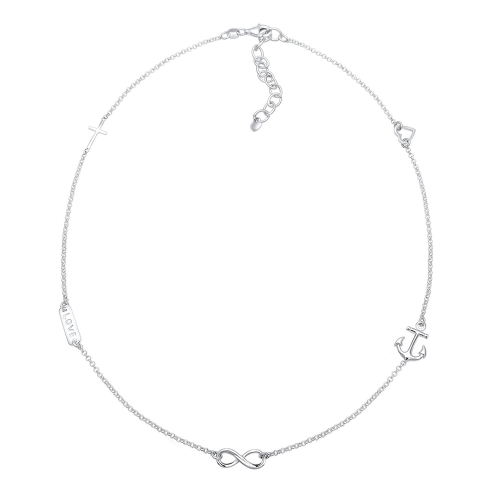 Elli Elli Collier Femme Infinité Ancre Croix Coeur Symbole - (925/1000) Argent Bijoux