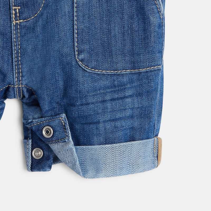 Salopette courte denim bleue bébé garçon