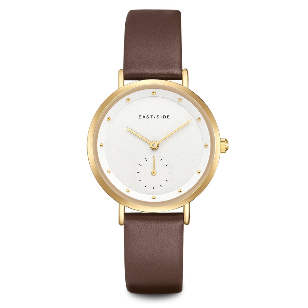 EASTSIDE Montre à quartz Pranera en Or jaune Cuir véritable en Marron Montre