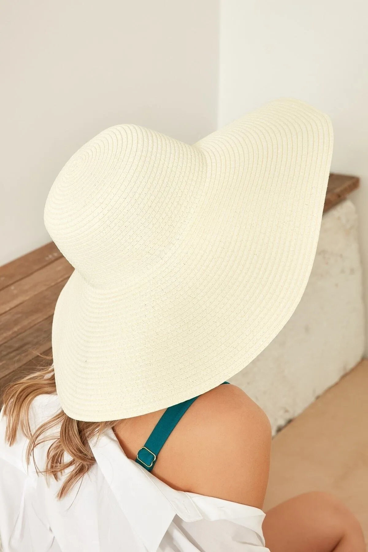 C&City  Damen-Strandhut aus Stroh Y1730-23 Creme