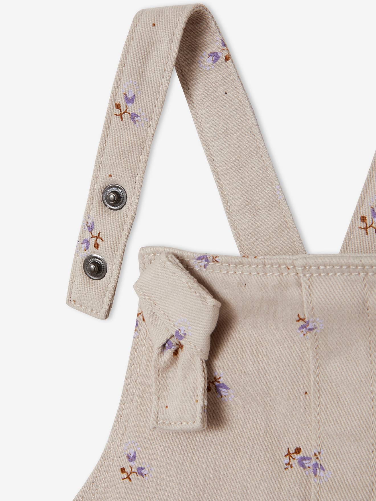 Ensemble combinaison et blouse bébé taupe clair imprimé