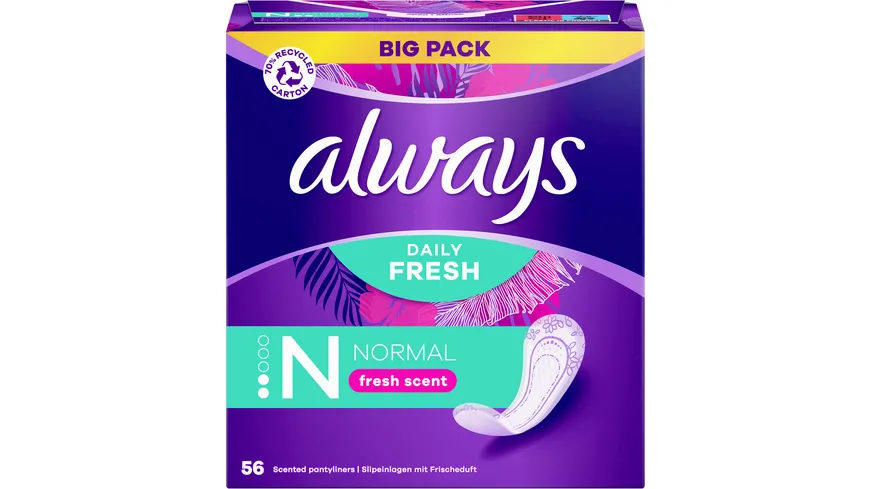 Always DAILY Slipeinlagen Fresh Normal mit Frischeduft BigPack 56 Stück