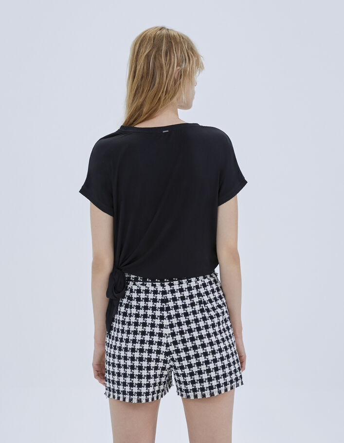 Top noir bi matière à nouer côté Femme