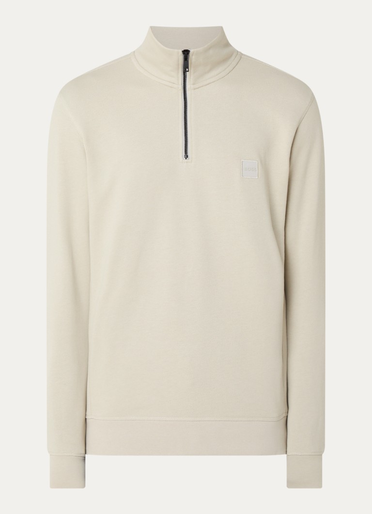 Pulover HUGO BOSS Zetrust cu fermoar pe jumătate și logo