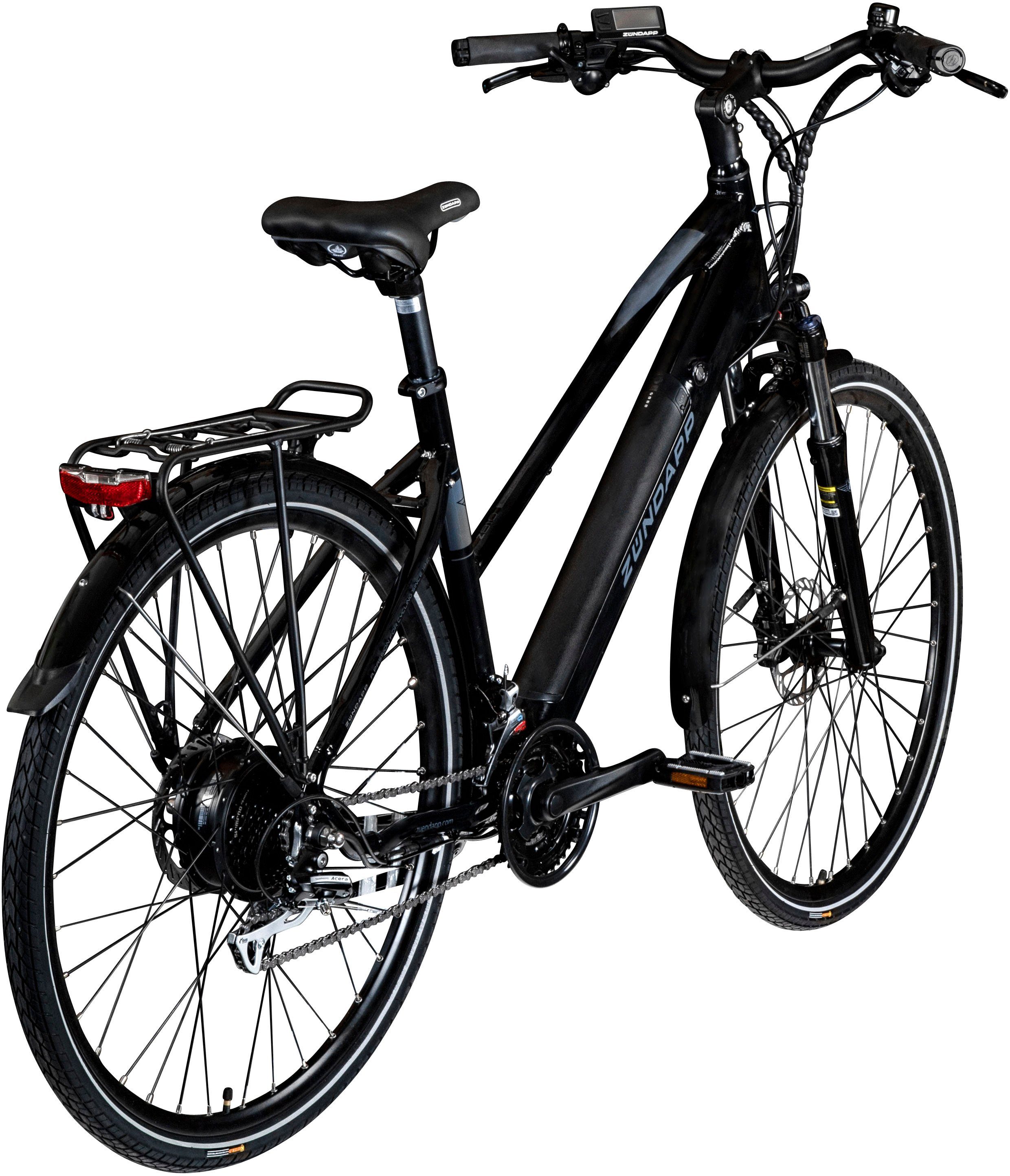 Zündapp E-Bike Z810, 24 Gang Shimano Altus RD-M310 Schaltwerk, Kettenschaltung, Heckmotor, 417,6 Wh Akku