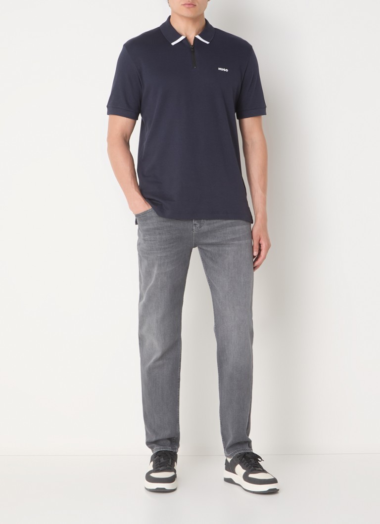 Polo HUGO BOSS Dalomino de corte regular com meio zíper e logotipo.